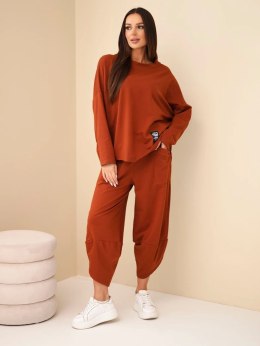 Komplet bawełniany bluza + spodnie rudy