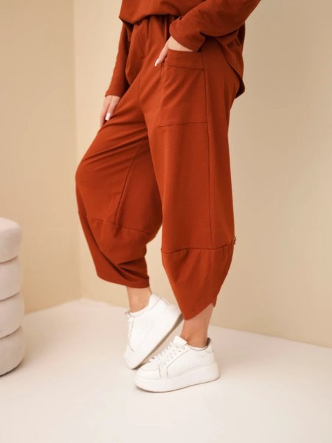 Komplet bawełniany bluza + spodnie rudy