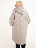 Kurtka damska zimowa Plus Size pikowana z kapturem fango
