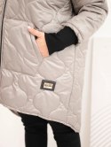 Kurtka damska zimowa Plus Size pikowana z kapturem fango
