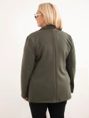 Marynarka damska z wiskozy Plus Size z długim rękawem i kołnierzem ciemne khaki