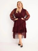 Sukienka damska Plus Size kopertowa z dodatkiem wiskozy śliwkowa