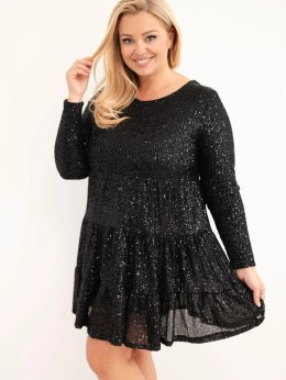 Sukienka damska Plus Size z dodatkiem wiskozy i cekinami czarna