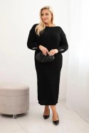 Sukienka swetrowa damska Plus Size z moherem czarna