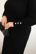Sukienka swetrowa damska Plus Size z moherem czarna