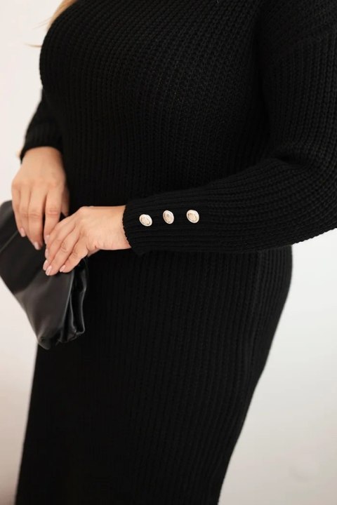 Sukienka swetrowa damska Plus Size z moherem czarna