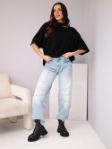Sweter damski oversize z asymetrycznym dekoltem i półgolfem czarny