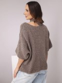Sweter damski oversize z asymetrycznym dekoltem i półgolfem fango