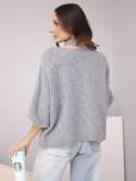 Sweter damski oversize z asymetrycznym dekoltem i półgolfem szary