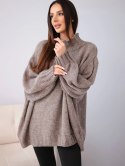 Sweter damski luźny z dodatkiem wełny z półgolfem fango