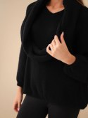 Sweter damski z dodatkiem wełny i kominem czarny