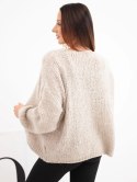 Sweter damski z dodatkiem wiskozy i wełny w zestawie z topem beżowy