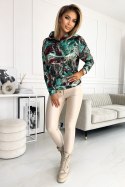 390-2 Bluza kangurka z kapturem - turkusowo-brązowy marmur Numoco