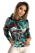 390-2 Bluza kangurka z kapturem - turkusowo-brązowy marmur Numoco