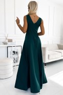 246-5 CINDY długa elegancka suknia z dekoltem - ZIELONA Numoco