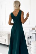 246-5 CINDY długa elegancka suknia z dekoltem - ZIELONA Numoco