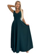 246-5 CINDY długa elegancka suknia z dekoltem - ZIELONA Numoco