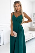 299-11 CHIARA elegancka maxi długa suknia na ramiączkach - ZIELONA Numoco